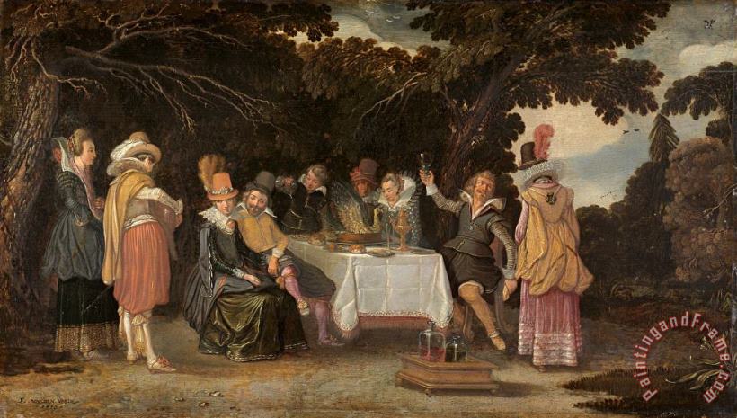 Voornaam Gezelschap, Dinerend in De Buitenlucht painting - Esaias Van De Velde Voornaam Gezelschap, Dinerend in De Buitenlucht Art Print