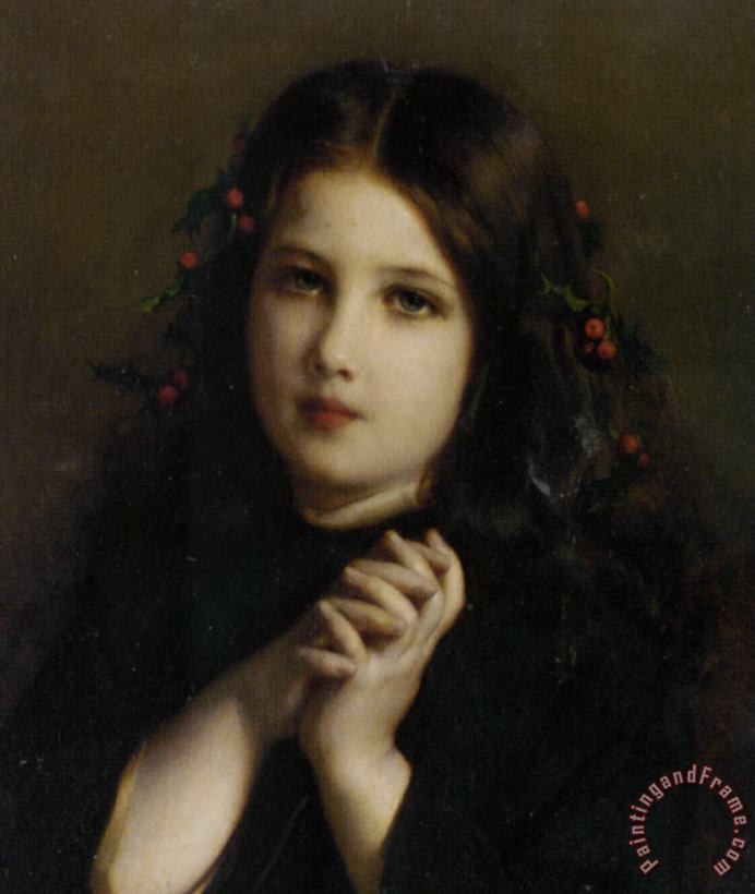 A Young Girl with Holly Berries painting - Etienne Adolphe Piot A Young Girl with Holly Berries Art Print