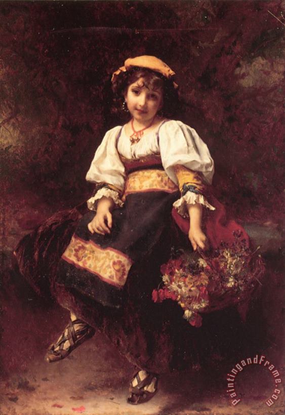 Etienne Adolphe Piot The Flower Seller Art Painting