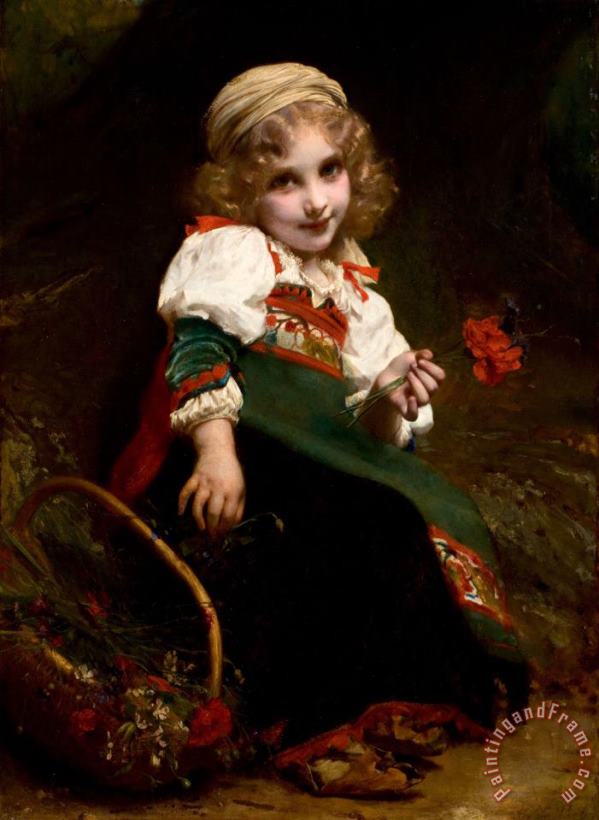 Etienne Adolphe Piot The Little Flower Gatherer Art Painting