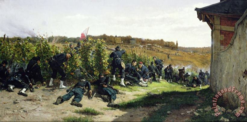 Etienne Prosper Berne-Bellecour The Tirailleurs de la Seine at the Battle of Rueil Malmaison Art Painting