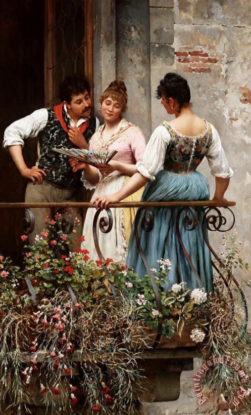 A Favourite Fan, 1889 painting - Eugen von Blaas A Favourite Fan, 1889 Art Print