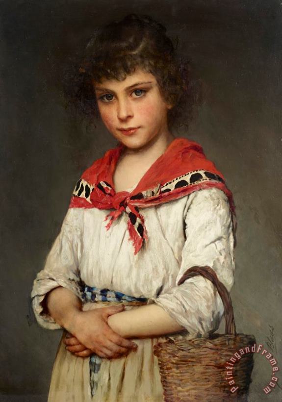 Eugen von Blaas A Neapolitan Girl Art Painting