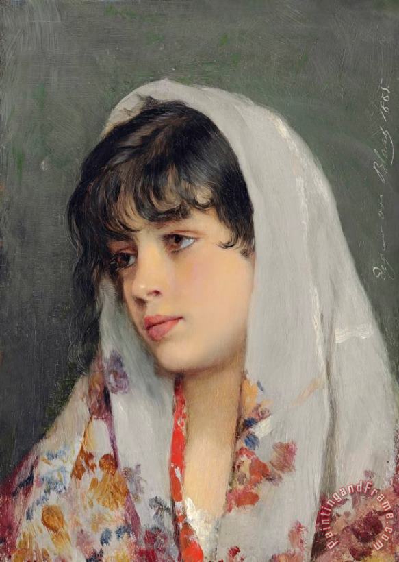 Eugen von Blaas A Venetian Beauty, 1865 Art Painting