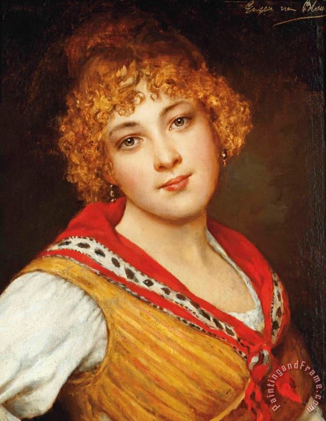 Eugen von Blaas A Young Venetian Beauty Art Painting