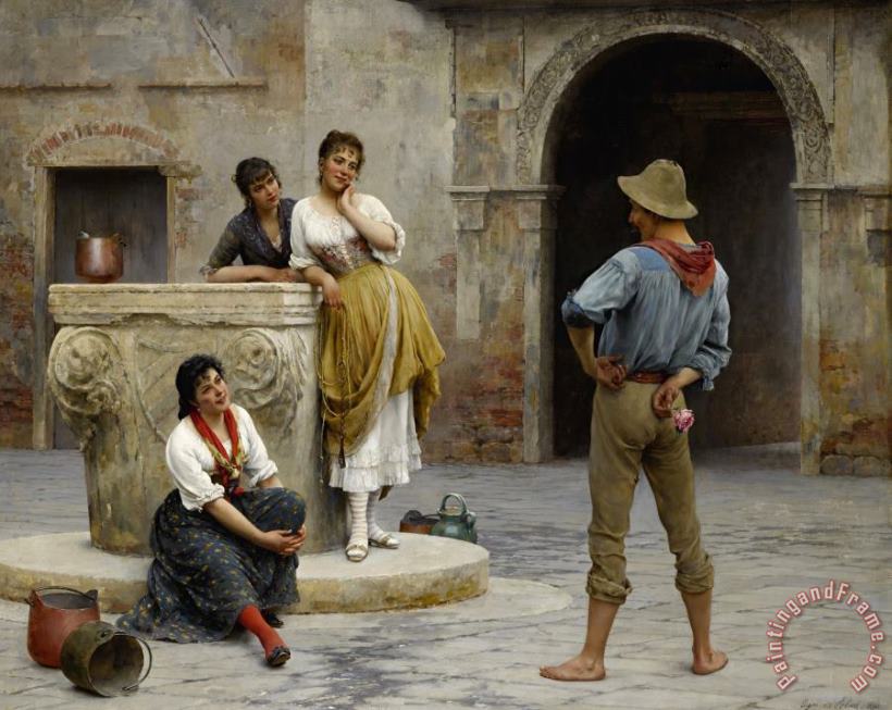 Eugen von Blaas Flirtation, 1894 Art Painting