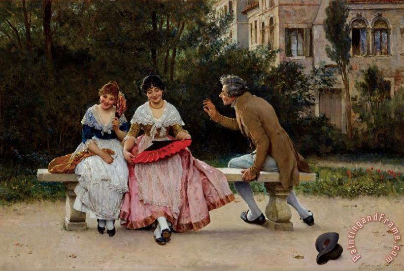 Eugen von Blaas In The Park, 1886 Art Print