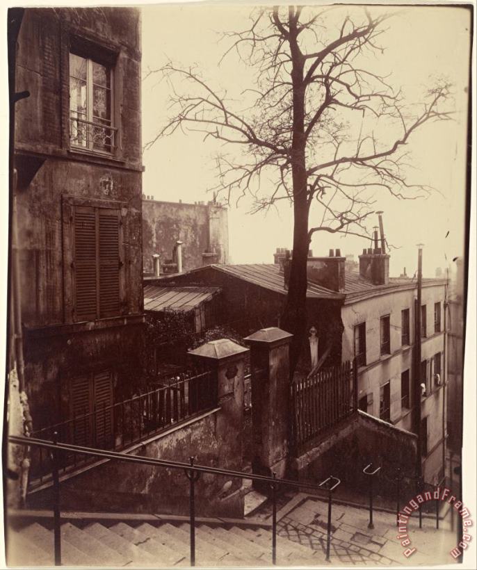 Staircase, Montmartre painting - Eugene Atget Staircase, Montmartre Art Print