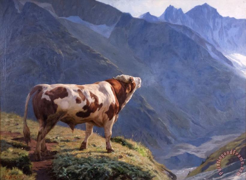 Eugene Burnand Taureau Dans Les Alpes 1884 Art Painting