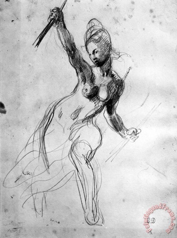 Eugene Delacroix Female Nude, Study for Liberty Leading The People Art Print