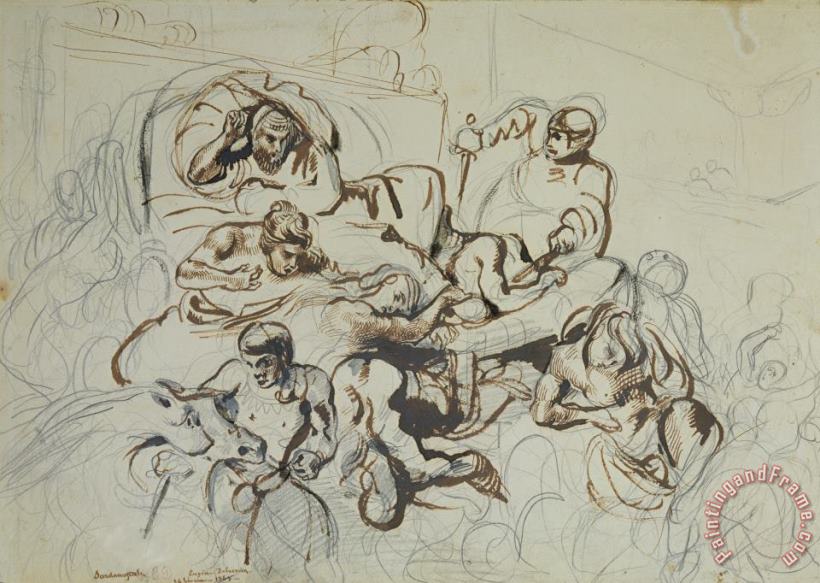 Eugene Delacroix Study for The Death of Sardanapalus Art Painting