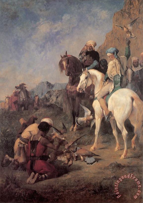 Falcon Hunting in Algeria painting - Eugene Fromentin Falcon Hunting in Algeria Art Print