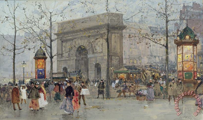 Street Scene In Paris painting - Eugene Galien-Laloue Street Scene In Paris Art Print