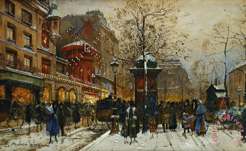 Eugene Galien-Laloue The Moulin Rouge Paris Art Painting