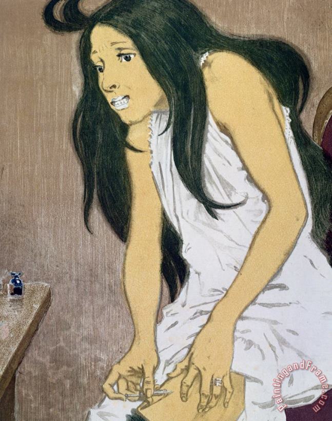 Eugene Grasset A Drug Addict Injecting Herself Art Print