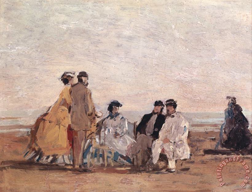Eugene Louis Boudin On the Beach at Trouville Art Painting