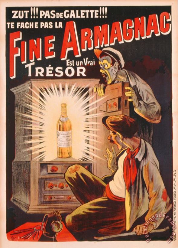 Fine Armagnac advertisement painting - Eugene Oge Fine Armagnac advertisement Art Print