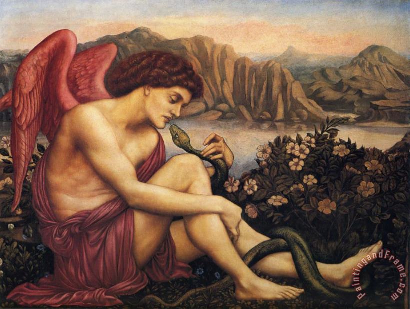 Evelyn De Morgan The Angel with The Serpent Art Painting