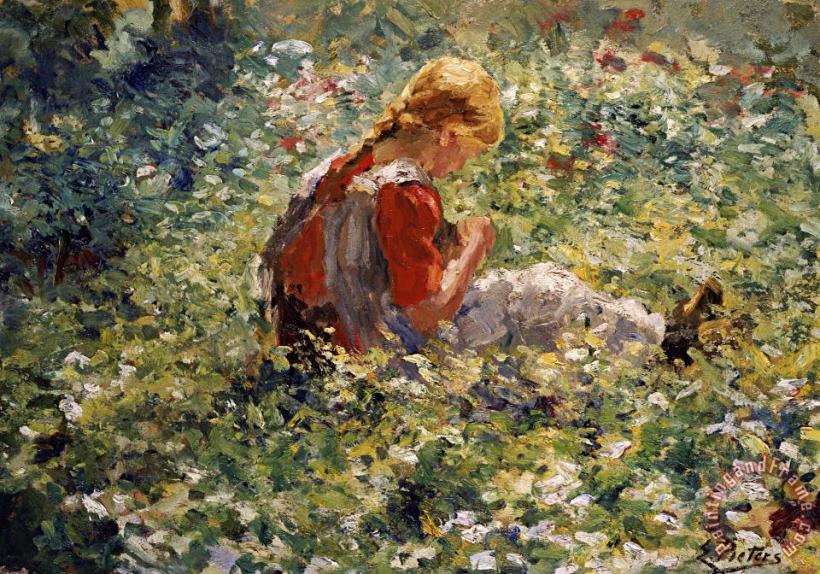 Evert Pieters A Young Girl in a Flower Garden Art Print