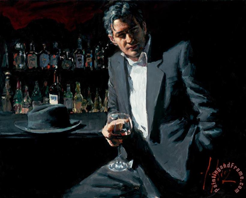 Fabian Perez Black Suit And Red Wine Art Painting