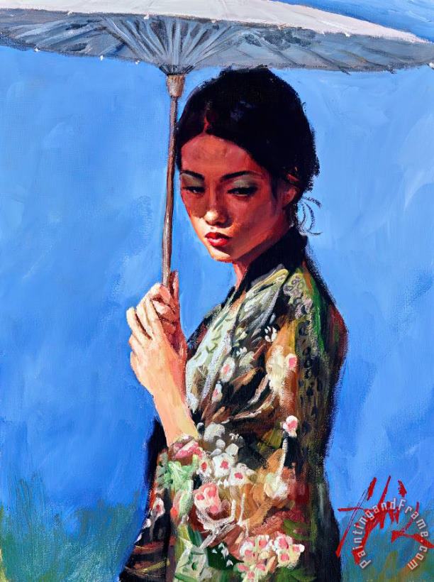 Fabian Perez Geisha with Blue Sky Art Painting
