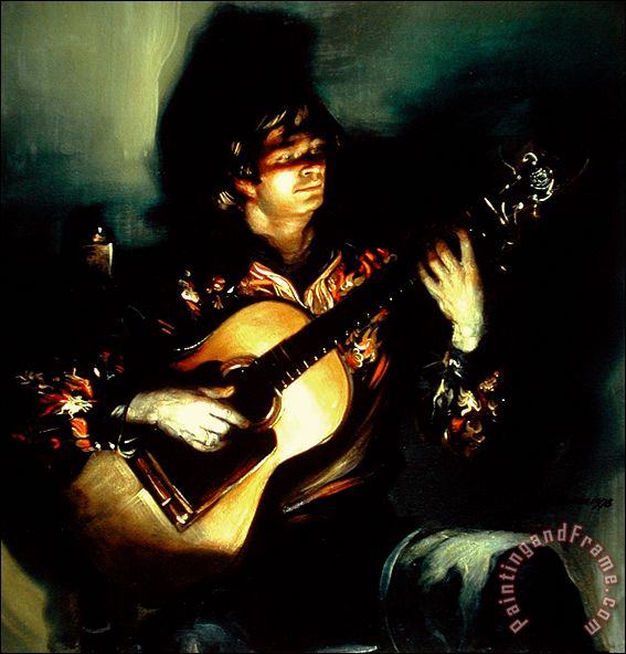 Man Guitar painting - Fabian Perez Man Guitar Art Print