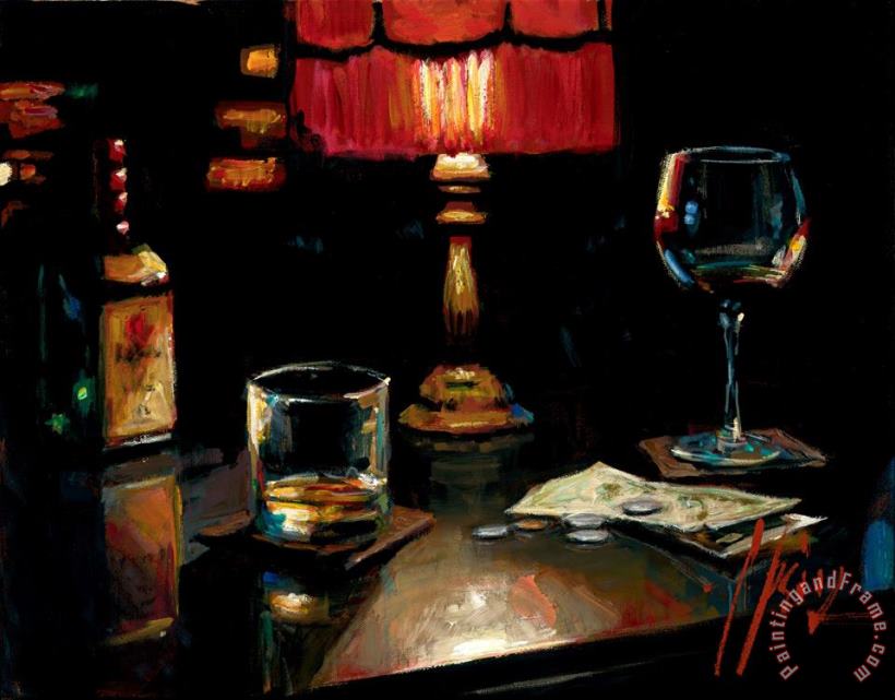 Fabian Perez Noches De Malavida Con Whiskey And Red Art Painting
