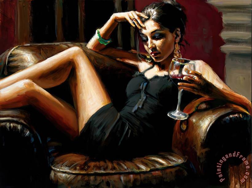 Fabian Perez Red on Red III Art Painting