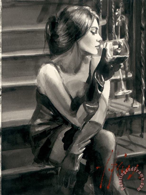 Saba on The Stairs painting - Fabian Perez Saba on The Stairs Art Print