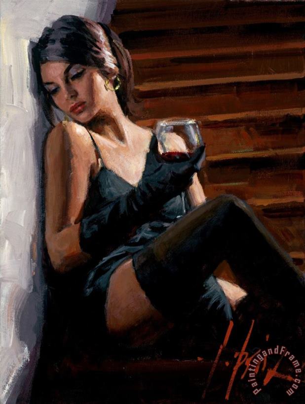 Saba on The Stairs White Wall painting - Fabian Perez Saba on The Stairs White Wall Art Print