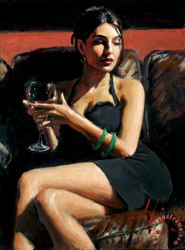 Fabian Perez Tess on Leather Couch Art Painting