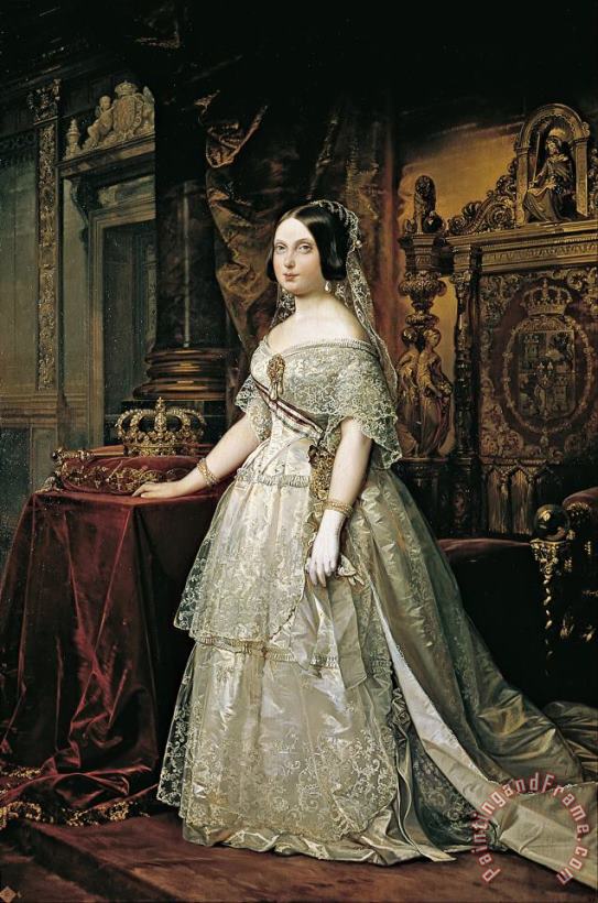 Retrato De Isabel II painting - Federico de Madrazo y Kuntz Retrato De Isabel II Art Print