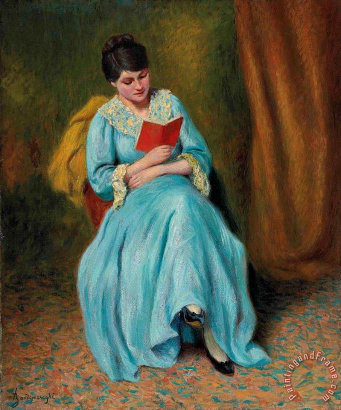 Federico Zandomeneghi Femme En Bleu Qui Lit Art Painting