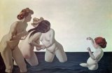 Three Women and a Young Girl Playing in the Water