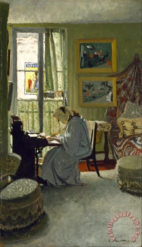 Woman Writing in an Interior painting - Felix Emile-jean Vallotton Woman Writing in an Interior Art Print