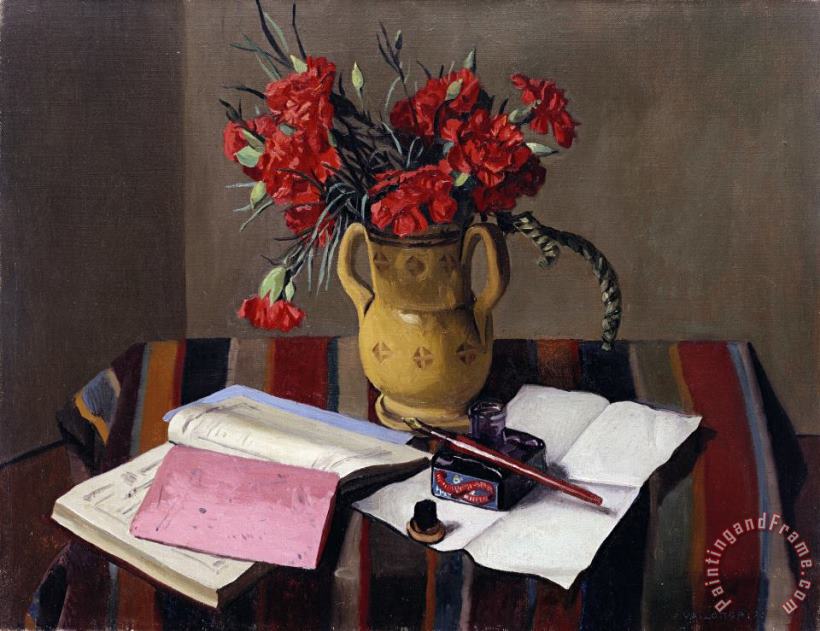 Carnations And Account Books painting - Felix Vallotton Carnations And Account Books Art Print