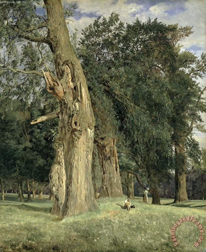 Old elms in Prater painting - Ferdinand Georg Waldmuller Old elms in Prater Art Print
