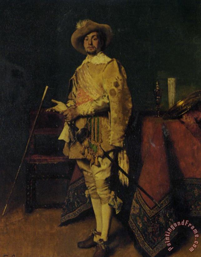 Ferdinand Roybet Dashiing Cavalier Art Painting