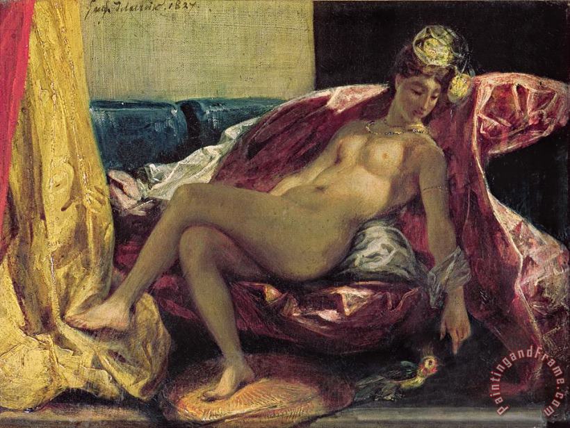 Ferdinand Victor Eugene Delacroix Reclining Odalisque Art Painting