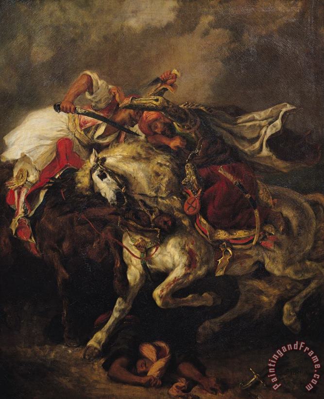 The Battle of Giaour and Hassan painting - Ferdinand Victor Eugene Delacroix The Battle of Giaour and Hassan Art Print
