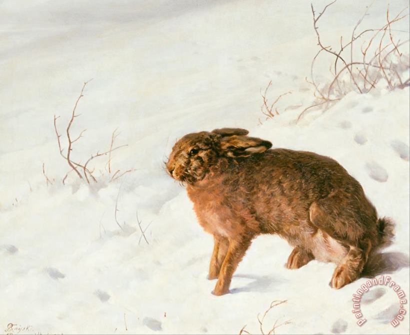 Ferdinand von Rayski Hare in The Snow Art Painting