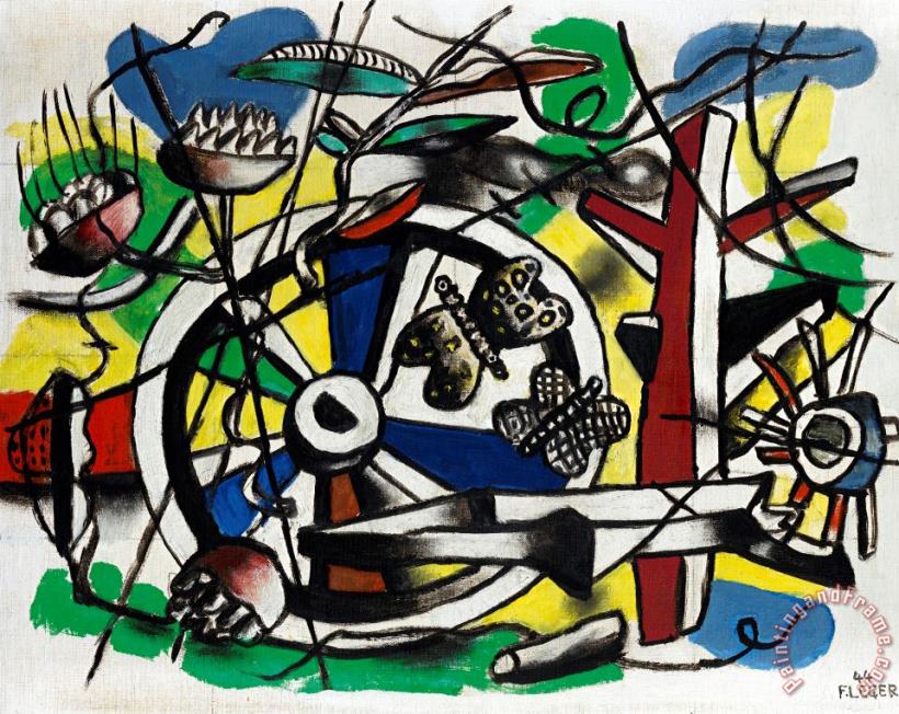 Les Papillons Dans La Roue painting - Fernand Leger Les Papillons Dans La Roue Art Print Les Papillons Dans La Roue painting - Fernand Leger Les Papillons Dans La Roue Art Print