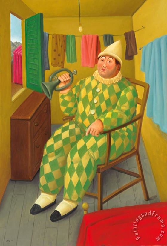 Clown in His Trailer, 2007 painting - Fernando Botero Clown in His Trailer, 2007 Art Print