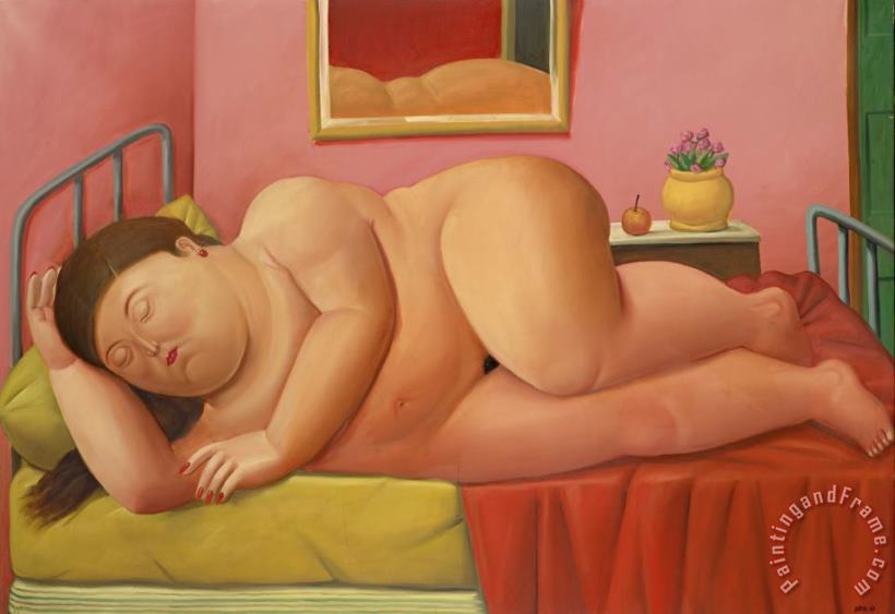 Desnudo Acostado, 1987 painting - Fernando Botero Desnudo Acostado, 1987 Art Print