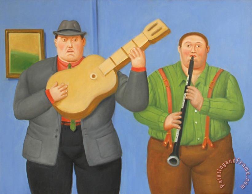 Fernando Botero Dos Musicos (two Musicians), 2014 Art Painting