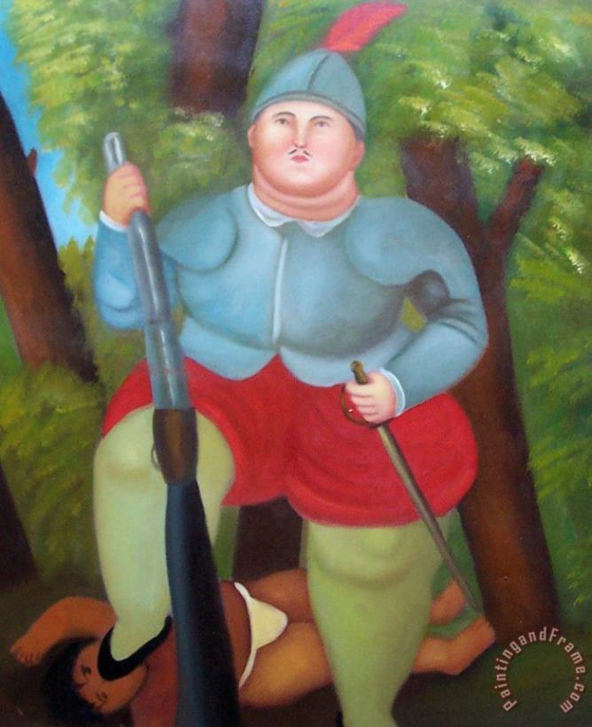El conquistador painting - Fernando Botero El conquistador Art Print