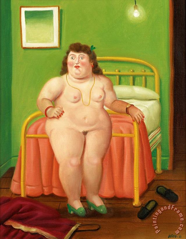 Femme Aux Escarpins Verts, 2001 painting - Fernando Botero Femme Aux Escarpins Verts, 2001 Art Print