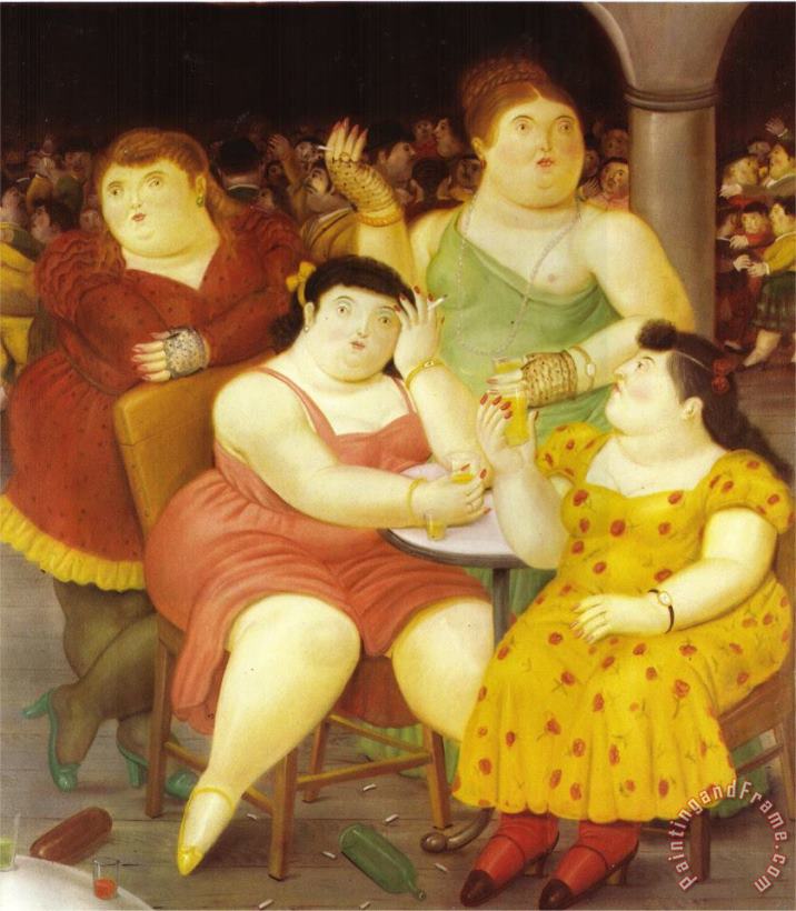 Four Women painting - fernando botero Four Women Art Print