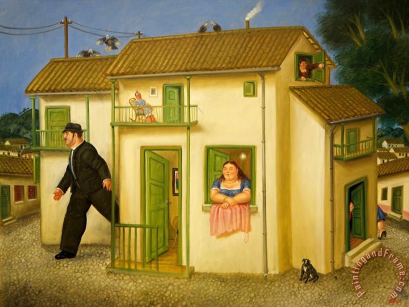 House, 1995 painting - Fernando Botero House, 1995 Art Print