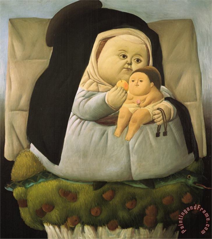 fernando botero Madonna with Child Art Painting